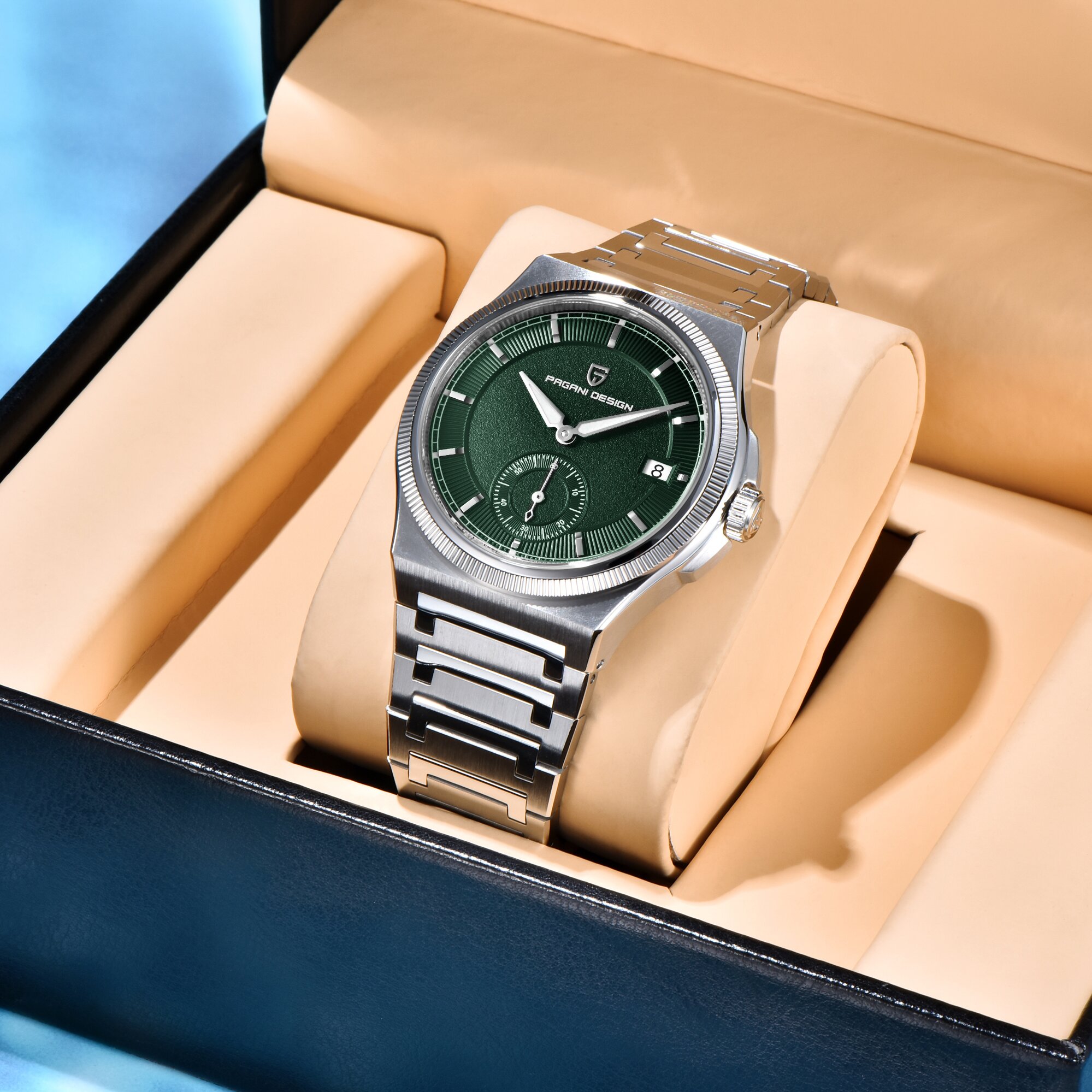 Seiko Watch Presage - パガーニデザインミニマリストライトラグジュアリーメンズ機械式時計 42 ミリメートルプレミアムスタイルステンレス鋼夜光カレンダー 100 メートルダイバー時計