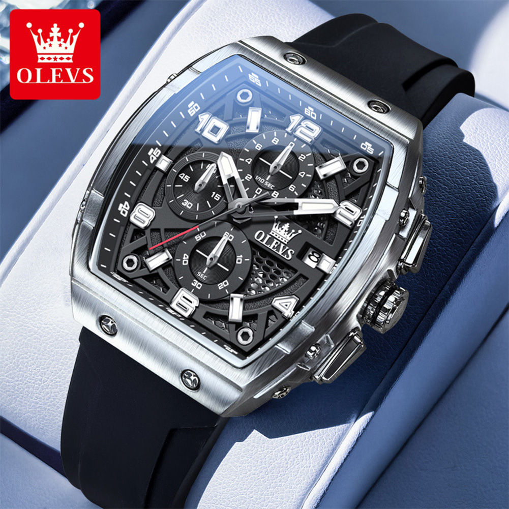 Cartier Watch Tank - OLEVSメンズ腕時計2976高級ファッショントノー型クォーツ腕時計男性用オリジナルブランドムーブメントシリコンストラップ防水クロノグラフ