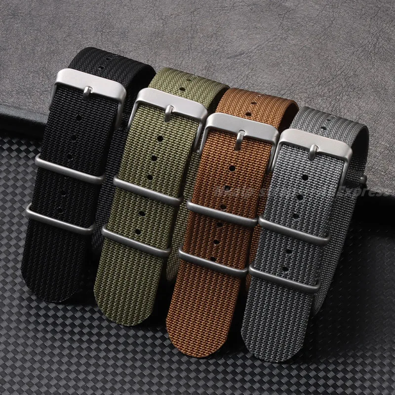 Nato Strap Nylon - 男性用リブ編みナイロンウォッチストラップ,セイコー用ミリタリースポーツストラップ,オメガ,編組ファブリックアクセサリー,18mm, 20mm, 22mm