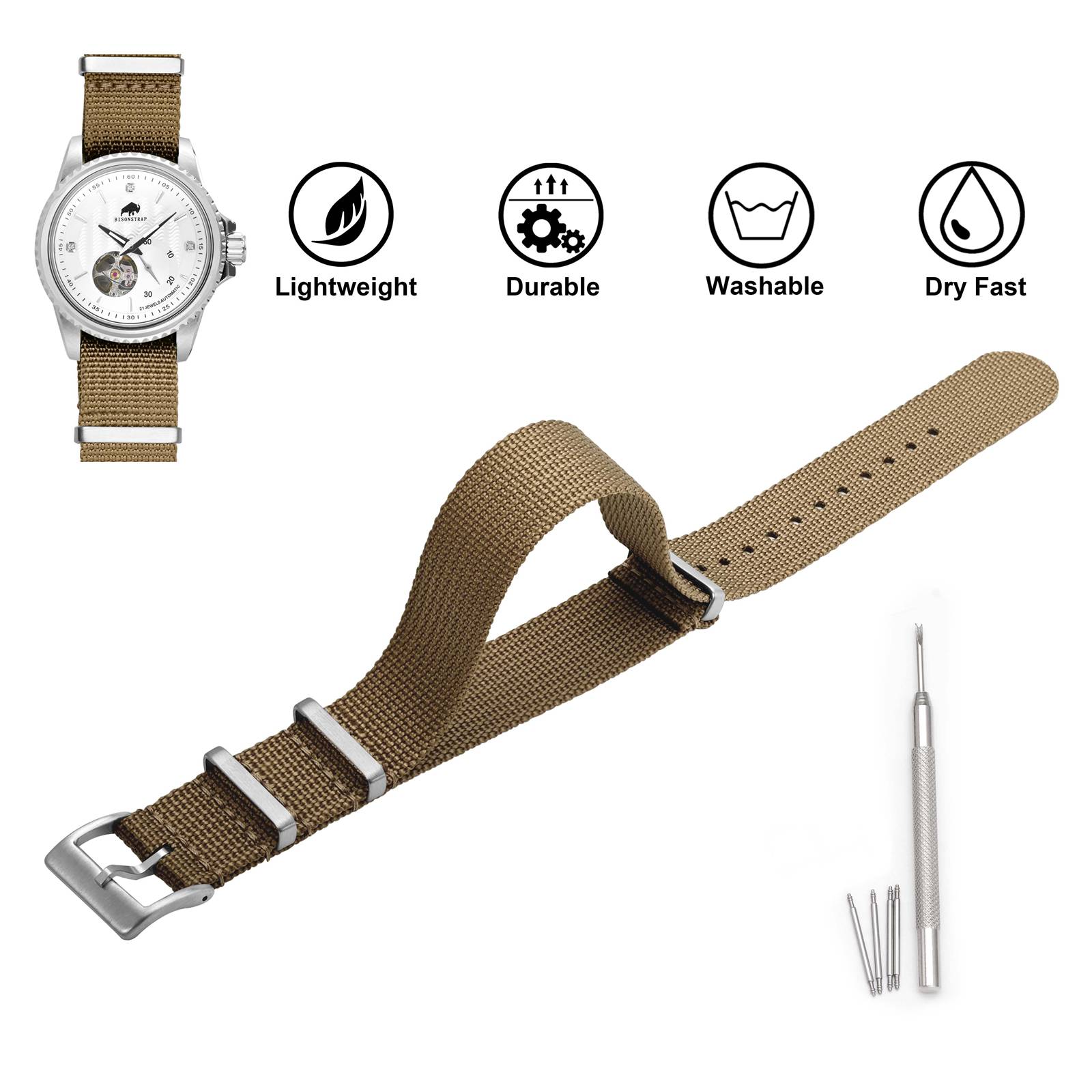 BISONSTRAP メンズ腕時計ストラップ 18mm 20 - Suede Strap Watch のレビューと価格